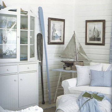 Strandhus med New England inredning.