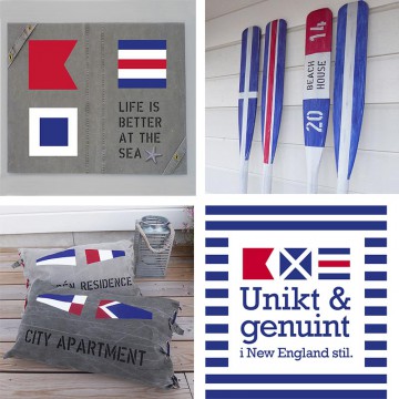 Tavlor, kuddar och åror i New England stil