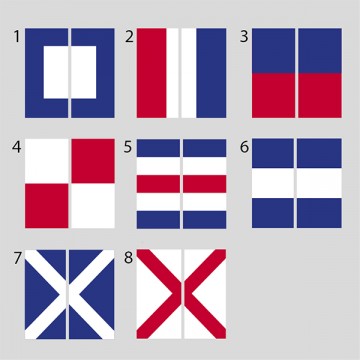 8 olika motiv av signalflaggor att välja till New England home ljuslyktor