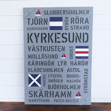Tavla i New England stil med favoritställen runt Kyrkesund och Västkusten